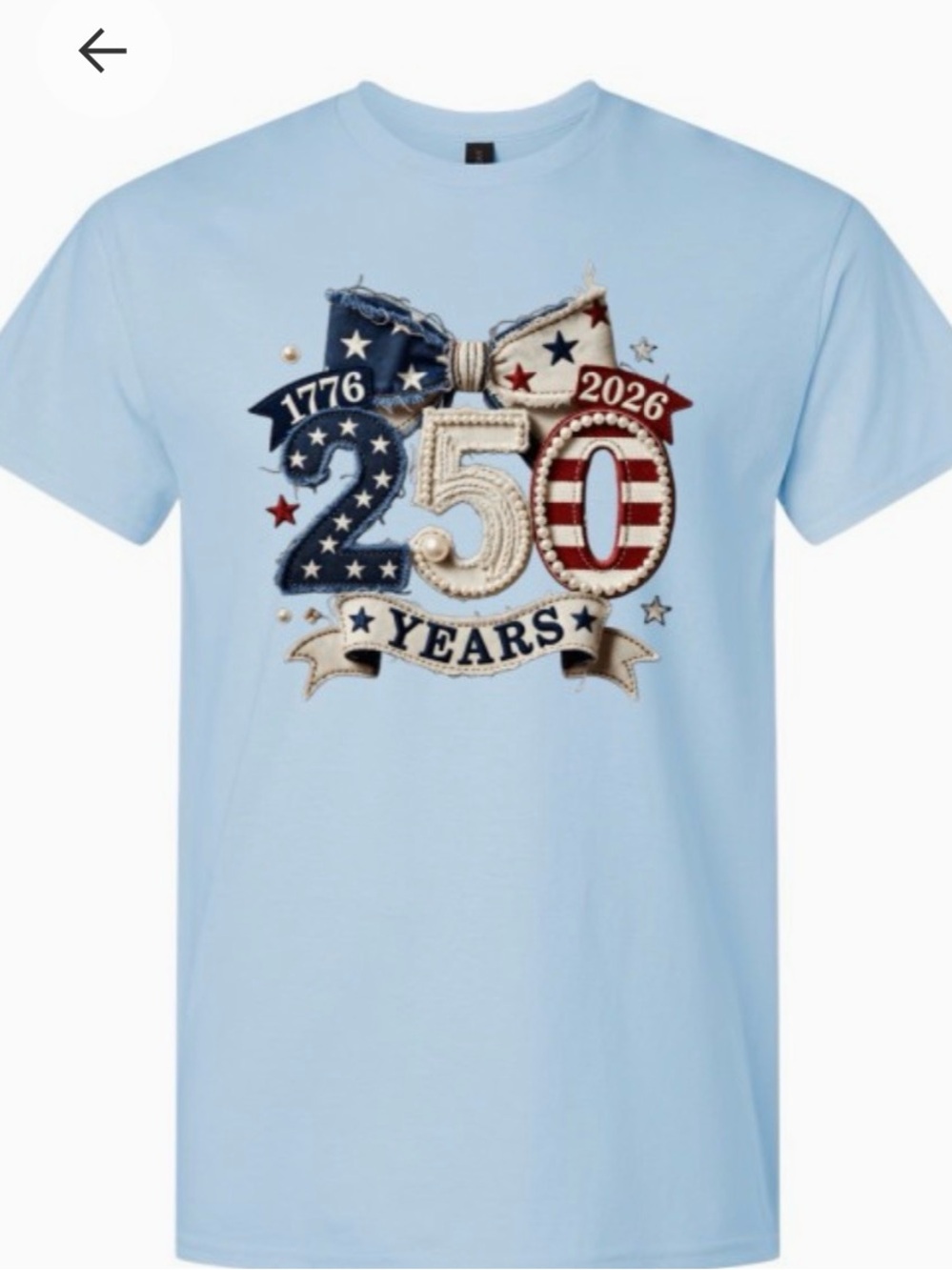 Women’s 250th Anniversary Light Blue Graphic Tee - Picture 2 of 2